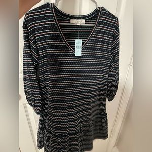 Loft multi color long sleeve dress, Petite XS